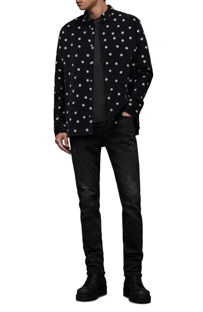 AllSaints Ocular Polka Dot Corduroy Button-Up Shirt | Nordstrom