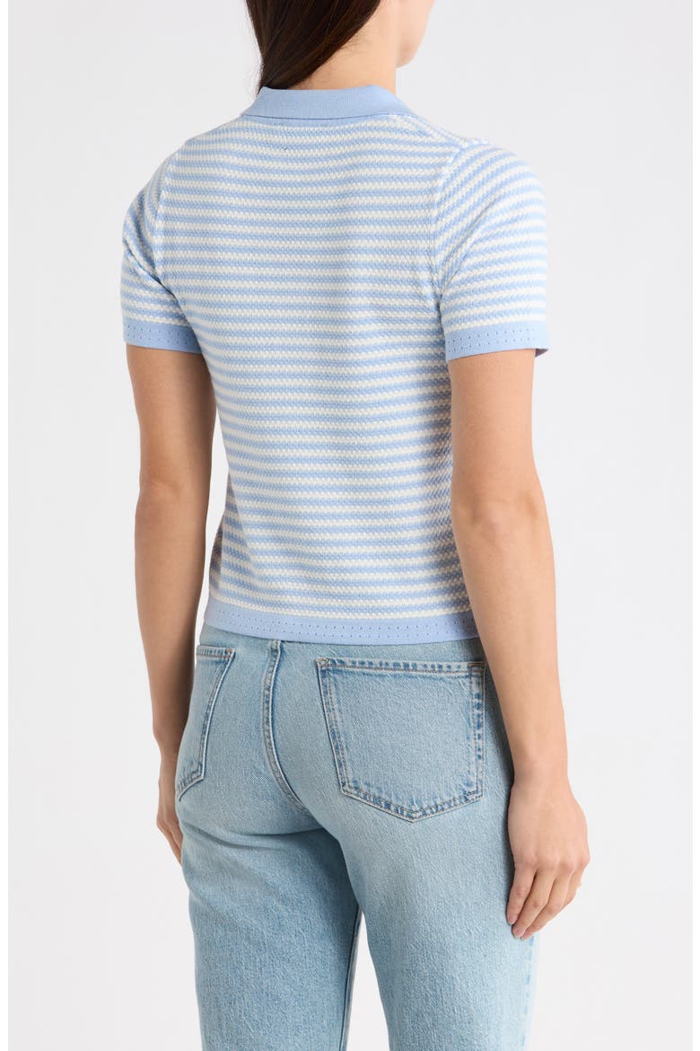 Stripe Short Sleeve Polo Sweater, Alternate, color, CLASSIC BLUE/ IVORY