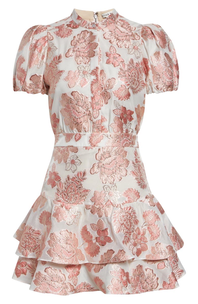 Alice + Olivia Loryn Floral Print Minidress, Main, color, English Rose