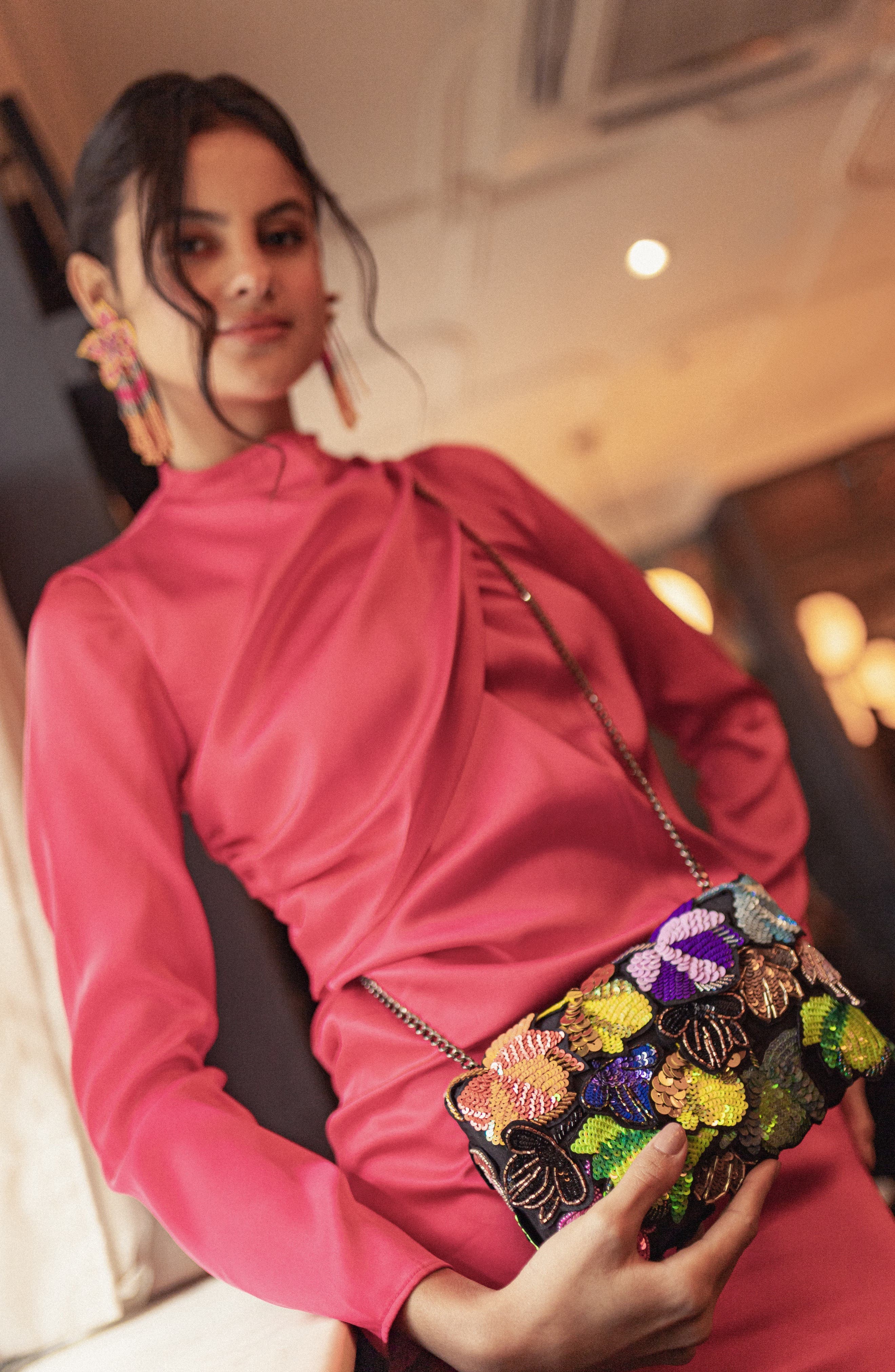 Simitri Aurelia Clutch, Alternate, color, Neon