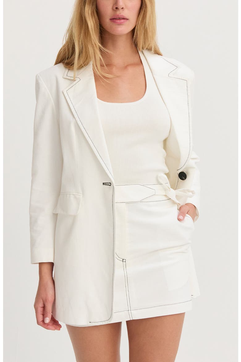 Contrast Stitch Single Breasted Blazer, Alternate, color, White