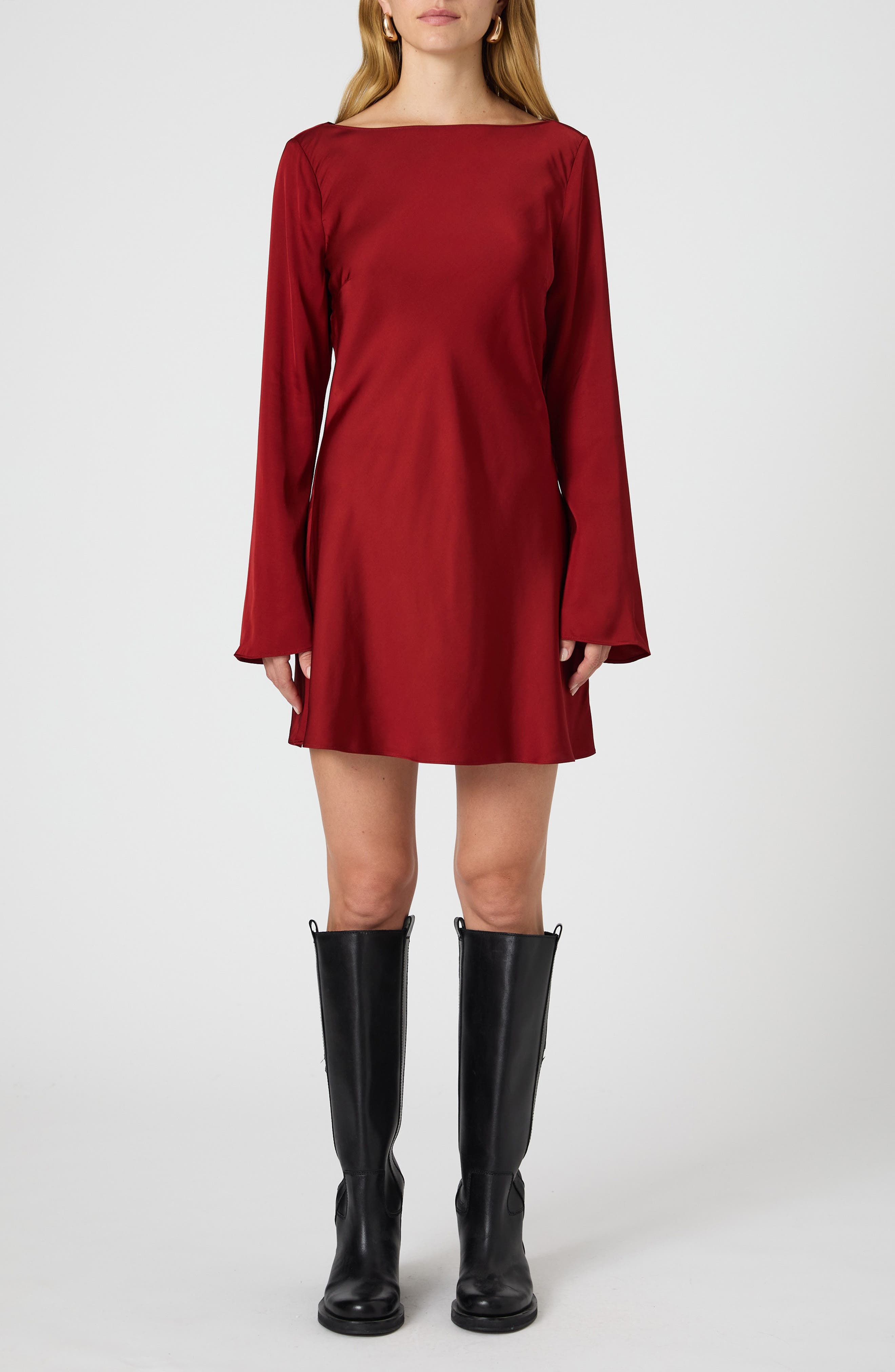 French Connection Ennis Long Sleeve Satin Minidress