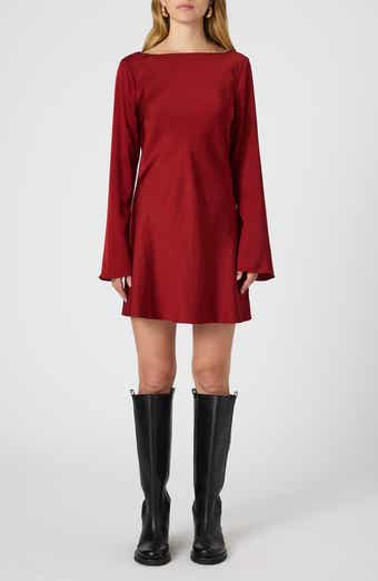 French Connection Ennis Long Sleeve Satin Minidress