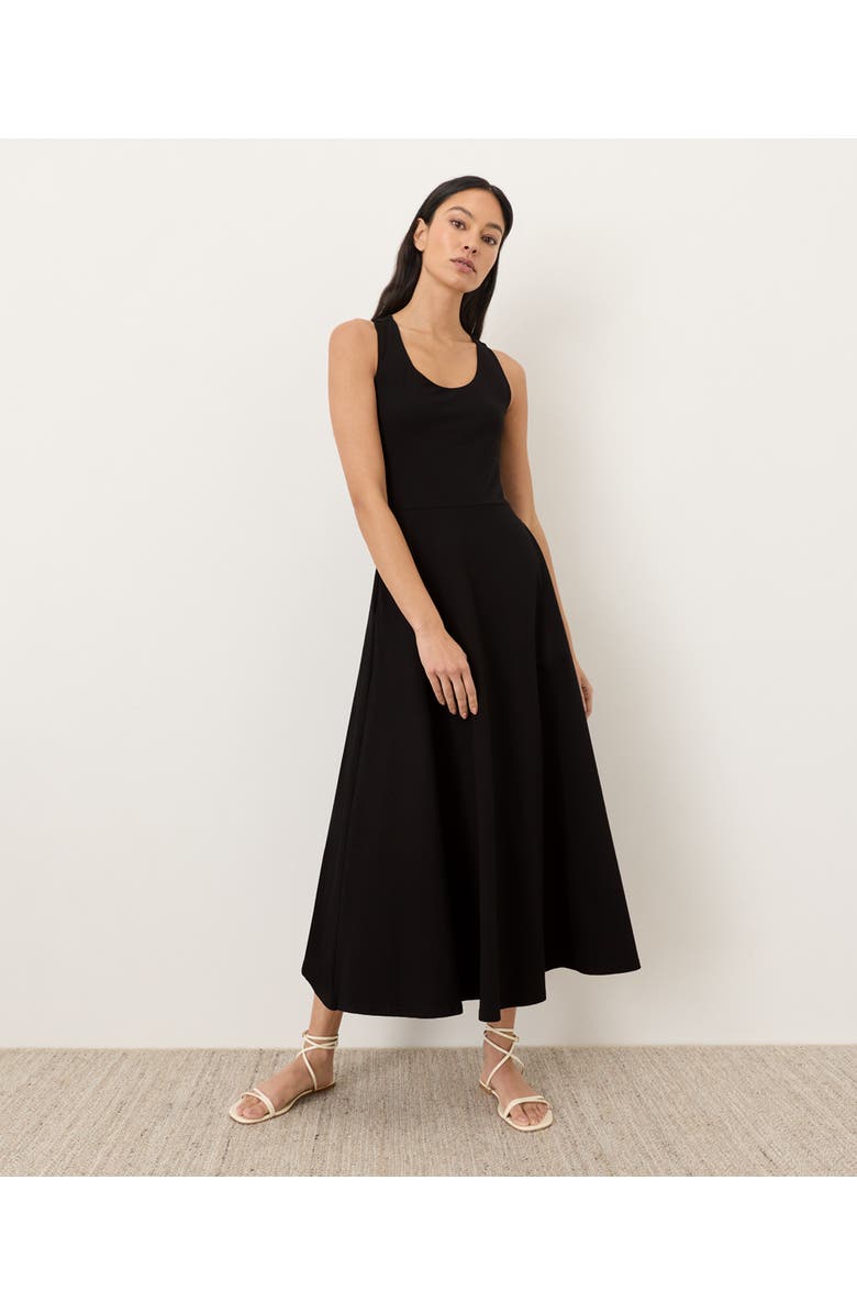 Pact Fit & Flare Open Back Maxi Dress Made With Organic Cotton, Main, color, Black