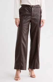 High Waist Wide Leg Faux Leather Pants