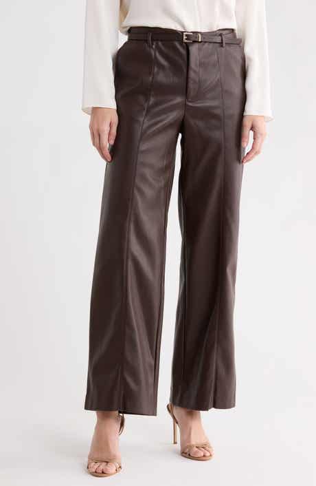 High Waist Wide Leg Faux Leather Pants
