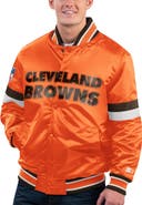 STARTER Men's Starter Orange Cleveland Browns Gridiron Classics Home Game Satin Full-Snap Varsity Jacket