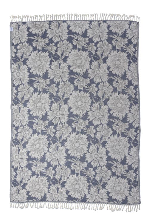 InfuseZen Garden Flower Organic Cotton Medium Weight Throw Blanket in Navy  product