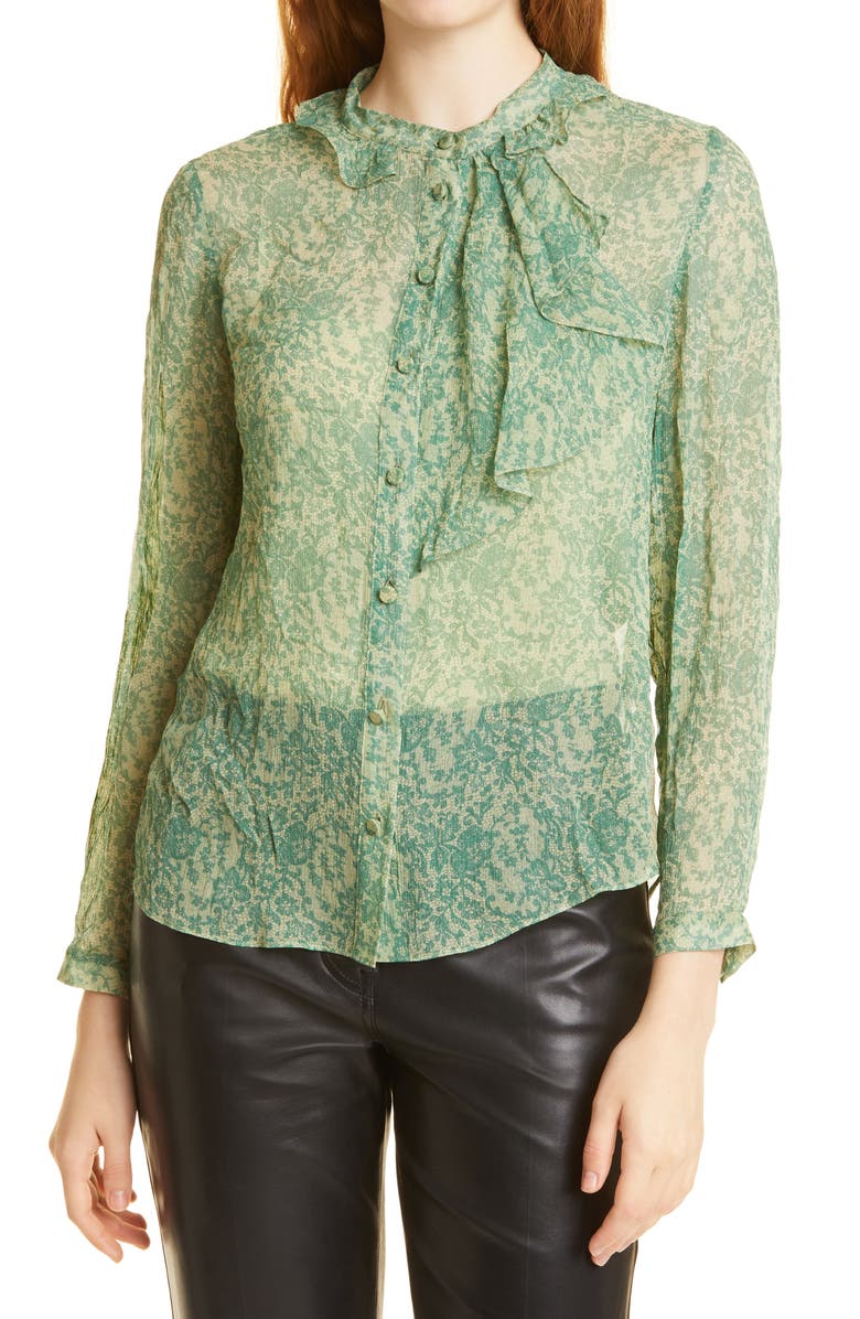 Rebecca Taylor Floral Silk Chiffon Blouse, Main, color, 