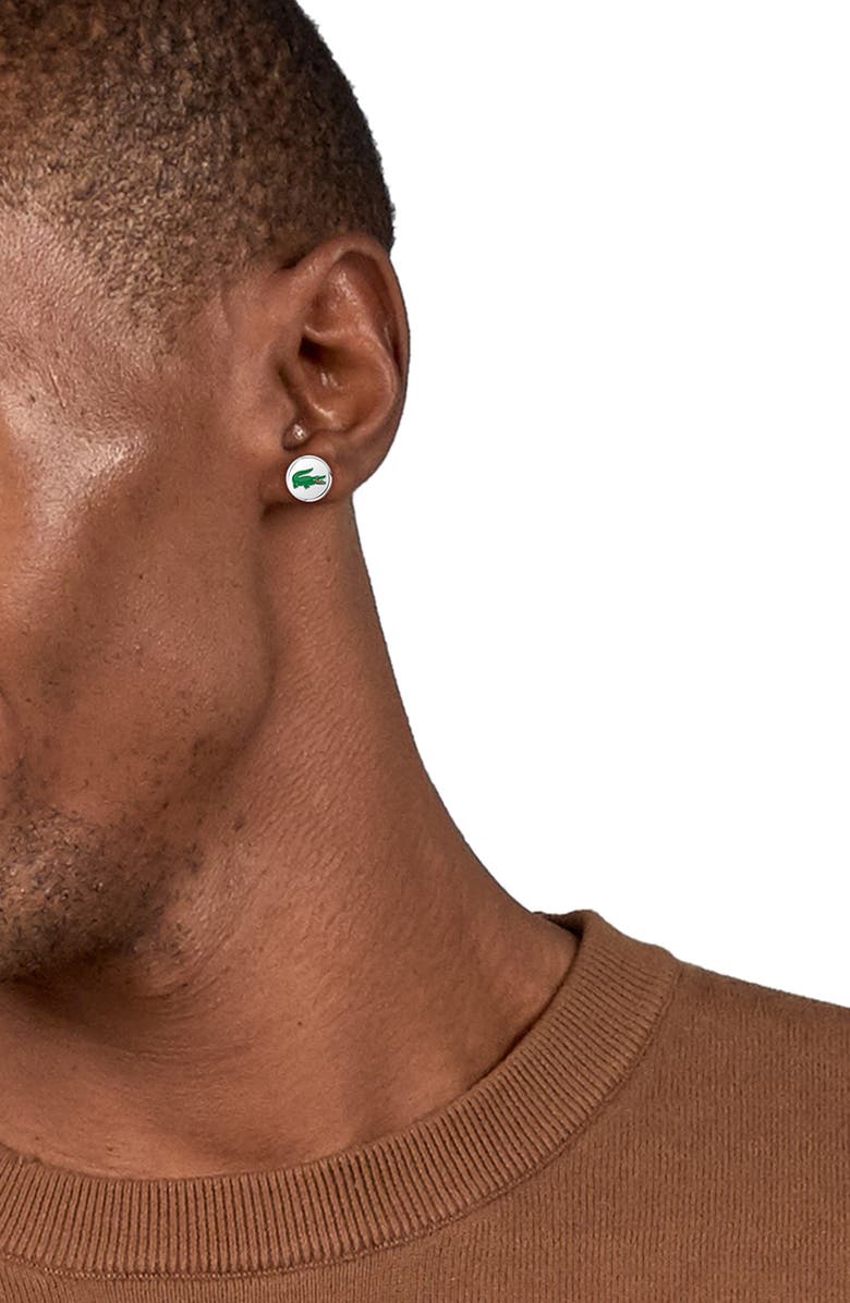 Lacoste Arthor Crocodile Stud Earrings, Alternate, color, Silver Stainles Steel