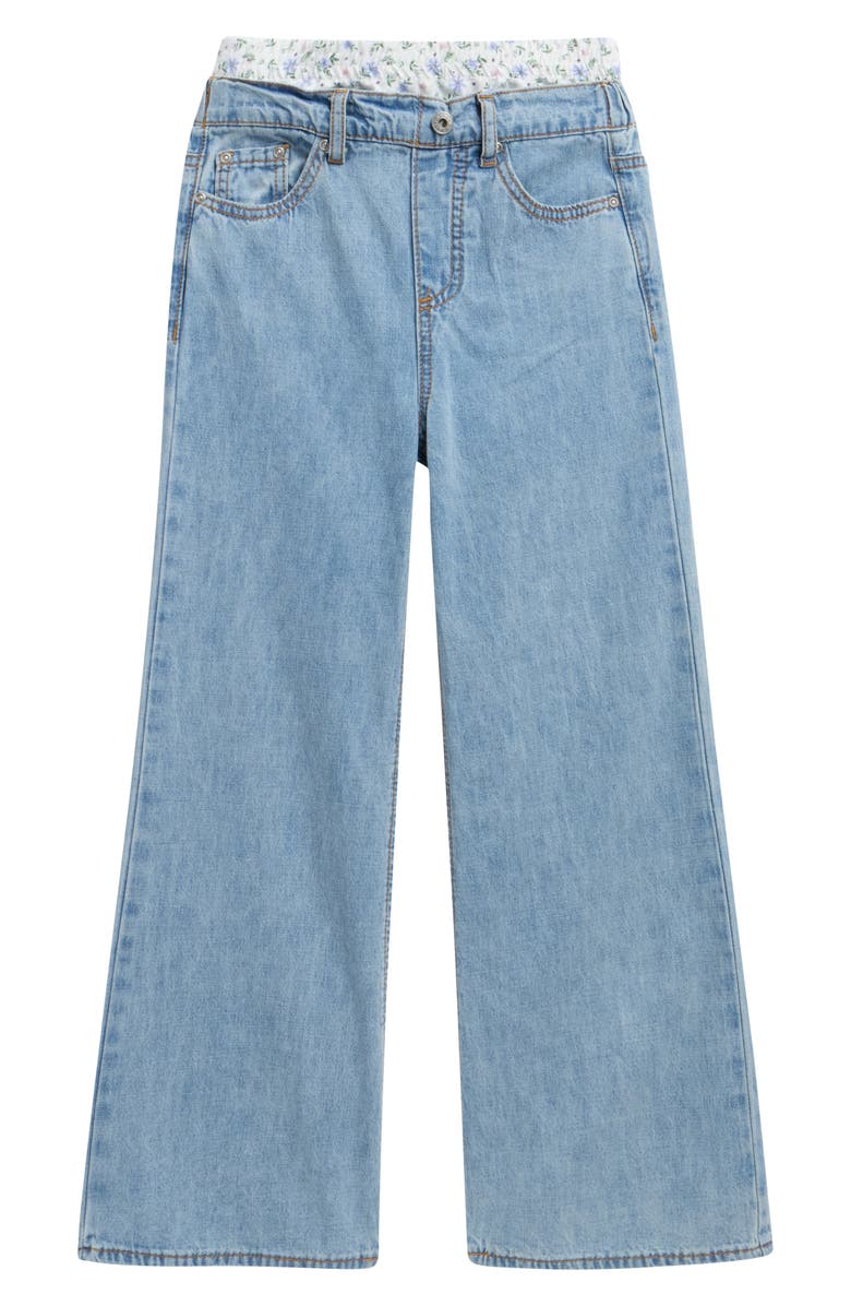 Tractr Kids' Boxer Wide Leg Pull-On Jeans, Main, color, Light Indigo