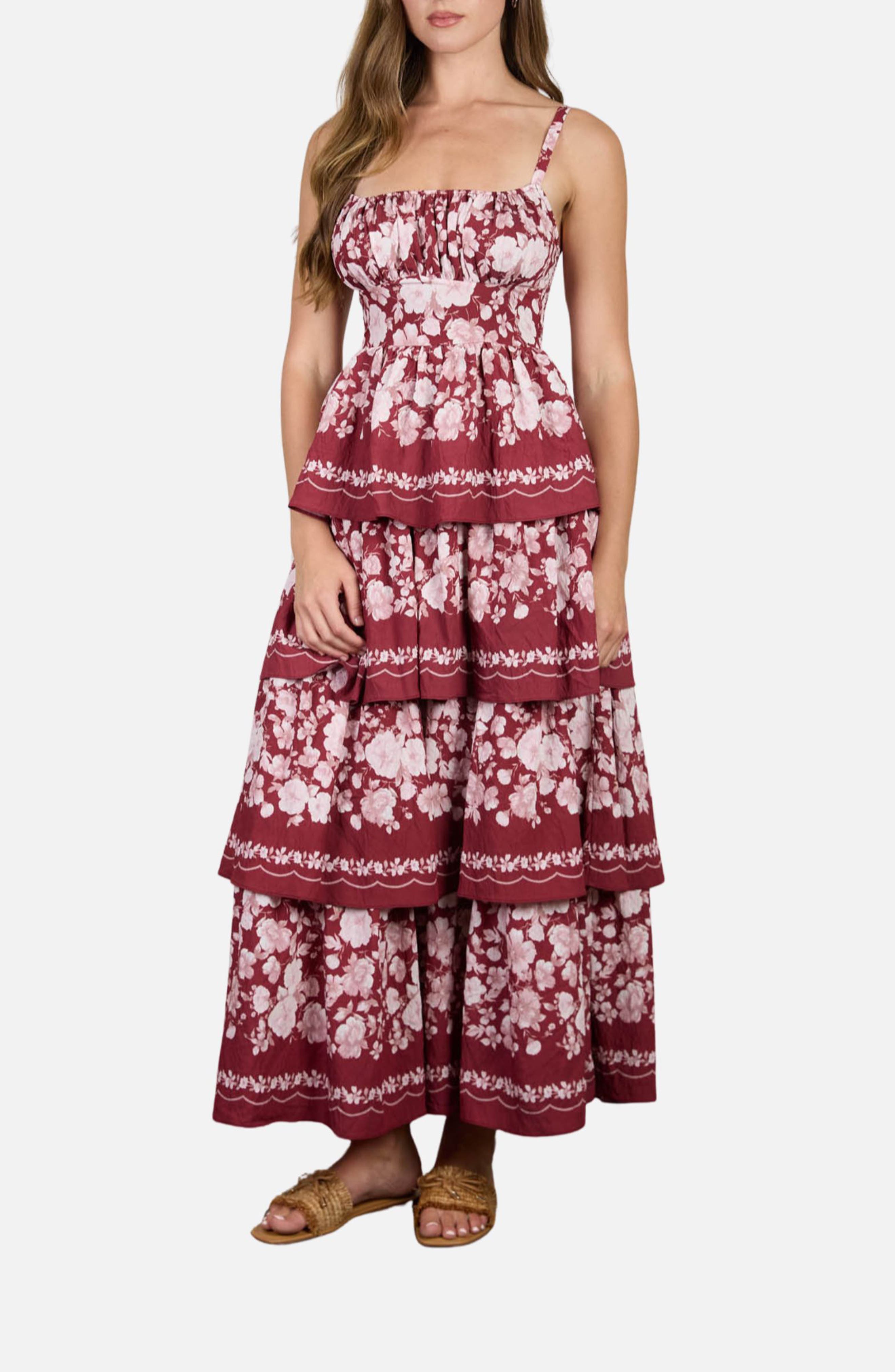 Floral Tiered Midi Dress