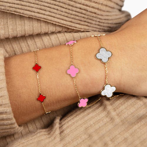 The Lovery Fine Jewelry Small Bubblegum Pink Clover Bracelet In Pink