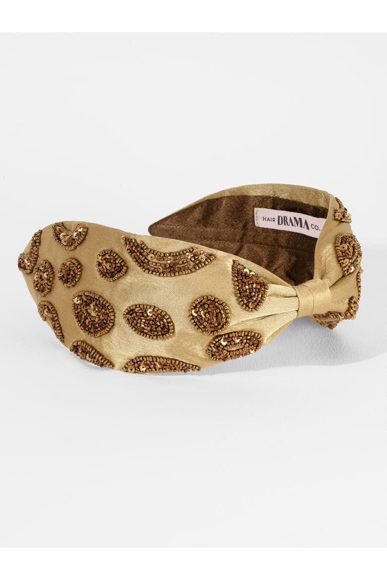 Champagne Paisley Headband, Alternate, color, Beige