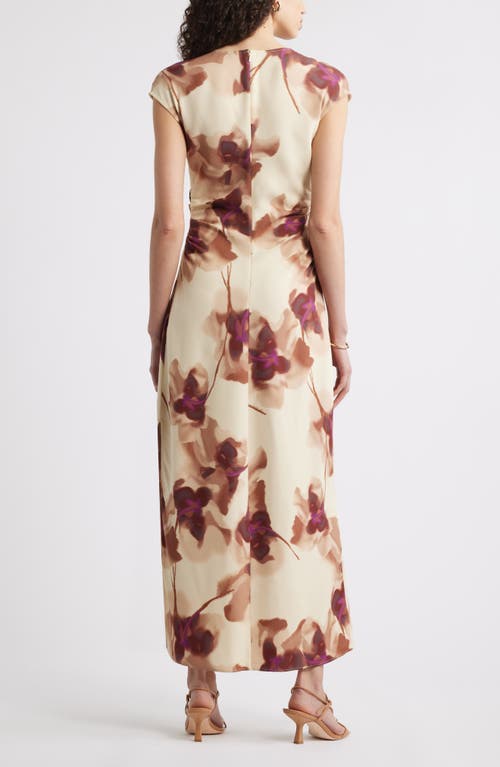 Nordstrom Drape Cap Sleeve Maxi Dress In Yellow- Tan Dancing Poppy