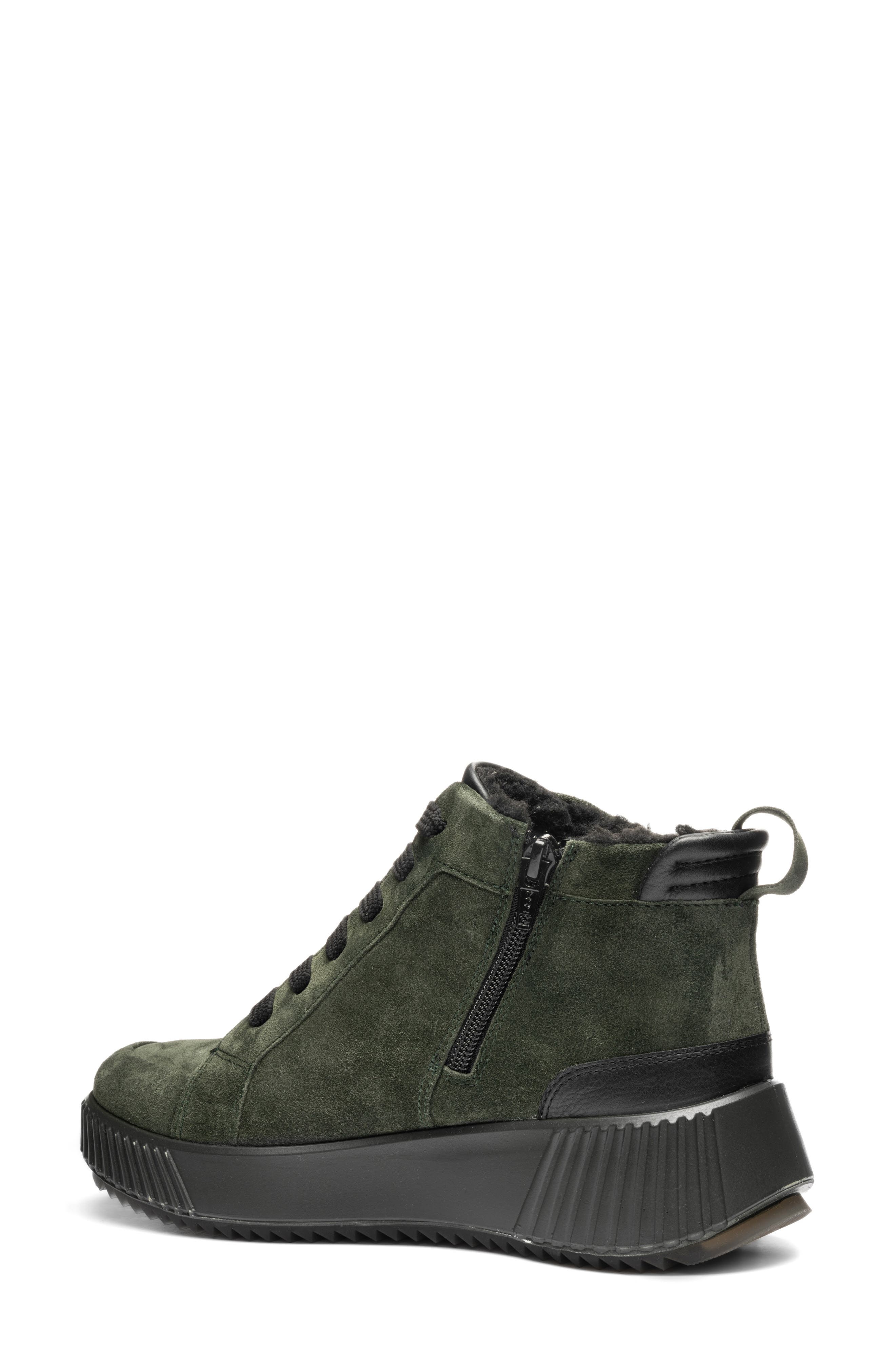 Dahlia Waterproof Faux Fur Lined Sneaker, Alternate, color, GREEN/ BLACK
