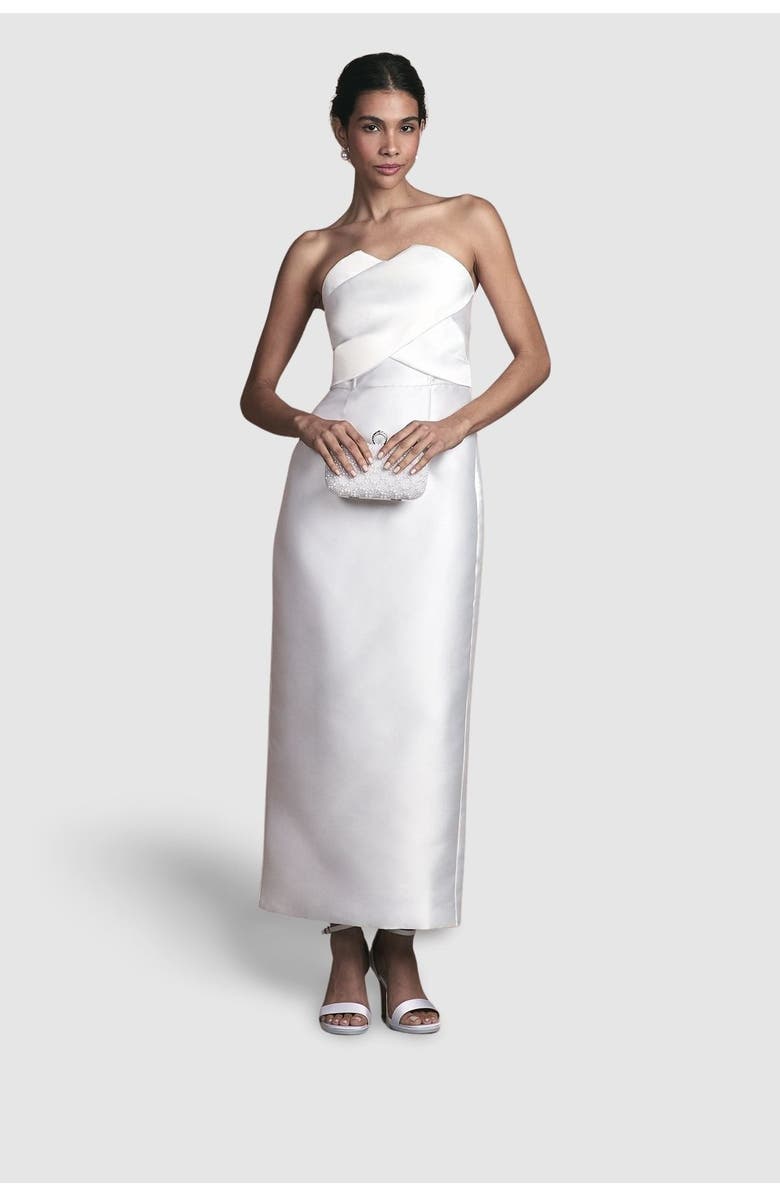 Coast Twill Bow Back Wedding Dress, Main, color, Ivory