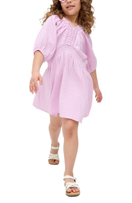 Raffya Kids Soipoi Ruched V-neck Dress In Purple