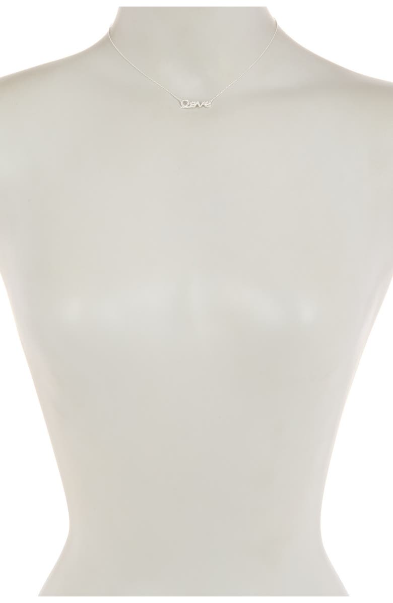 Adornia White Rhodium Plated Swarovski Crystal Accented Cursive Love Pendant Necklace, Alternate, color, 