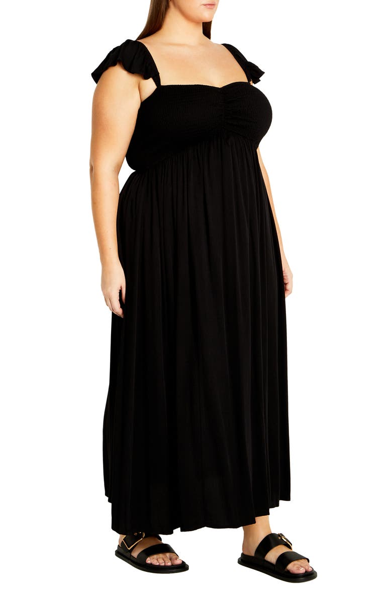 Tiarne Smocked Maxi Dress, Alternate, color, BLACK