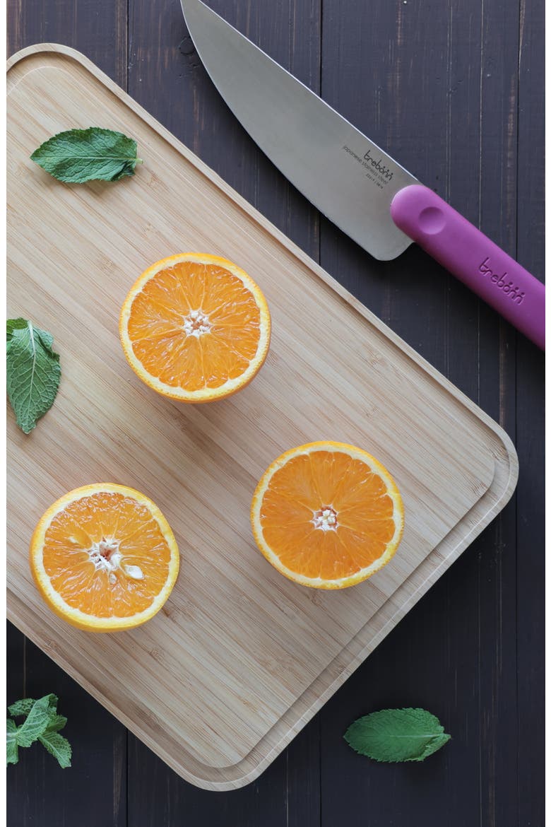 Bamboo Chopping Board with Integrated Chef Knife, Alternate, color, PURPLE