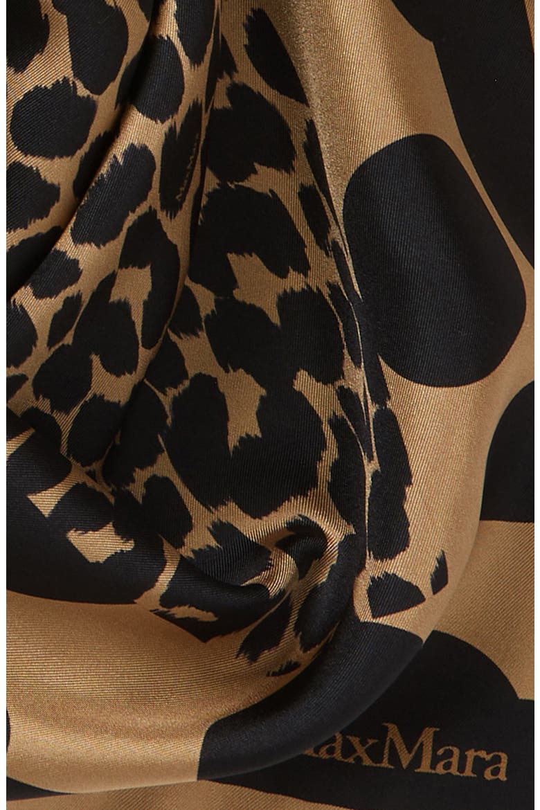Leopard Print & Polka Dot Silk Scarf, Alternate, color, BLACK