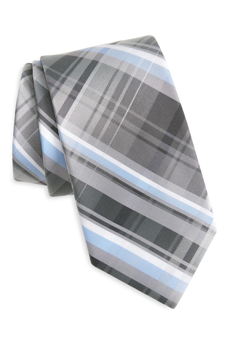 Landon Plaid Tie, Main, color, BLACK