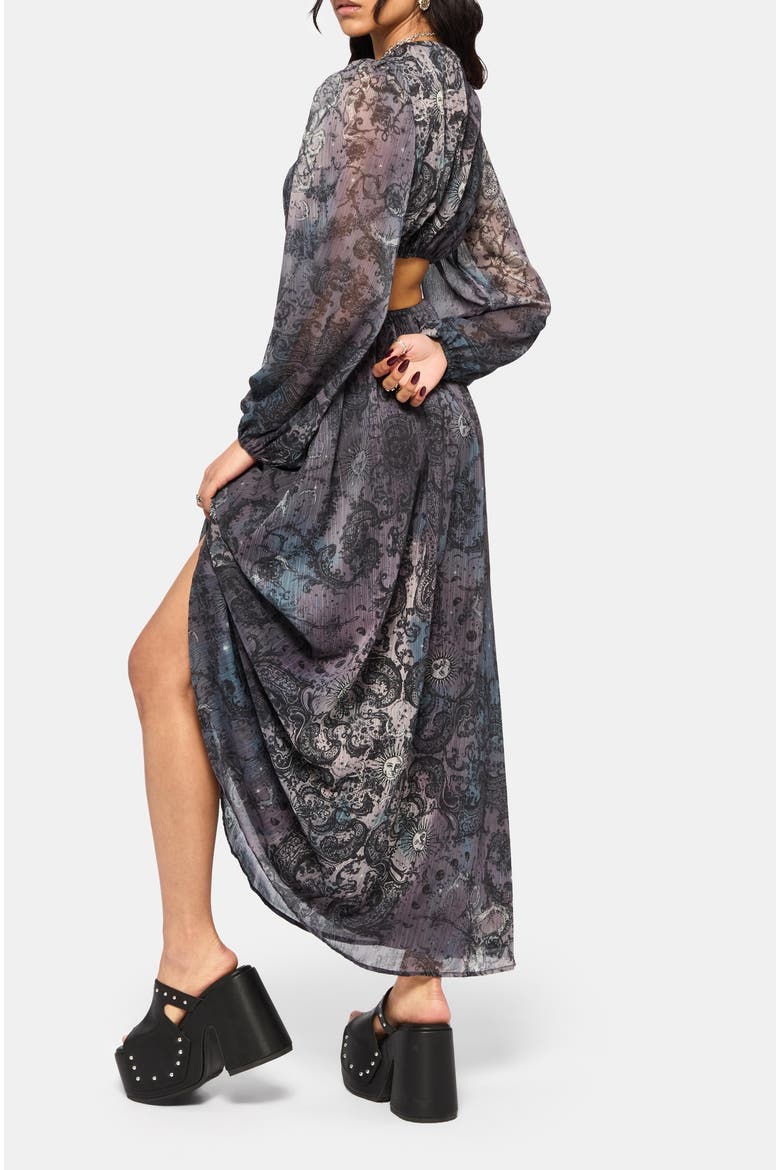 Gaia Celestial Print Chiffon Maxi Dress, Alternate, color, Purple