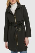 Cole Haan Belted Travel Packable Hooded Rain Jacket