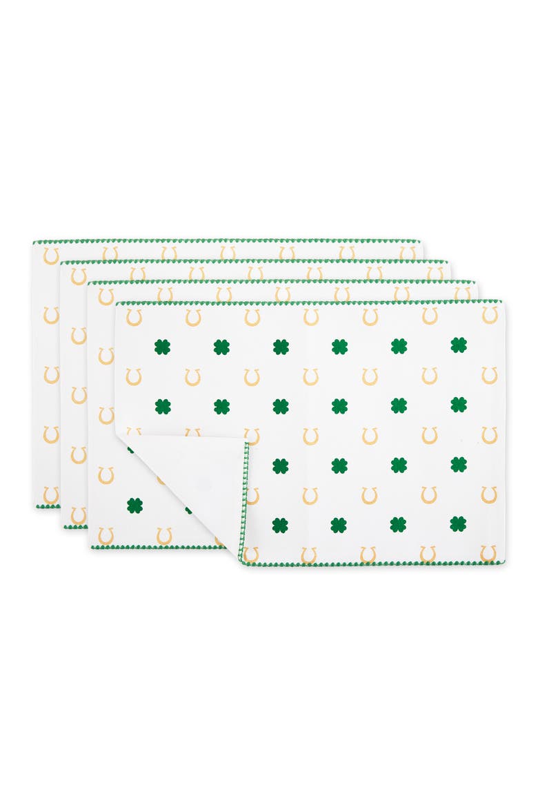 Clover Horseshoe Printed Placemat Set/4, Main, color, Clover Horseshoe