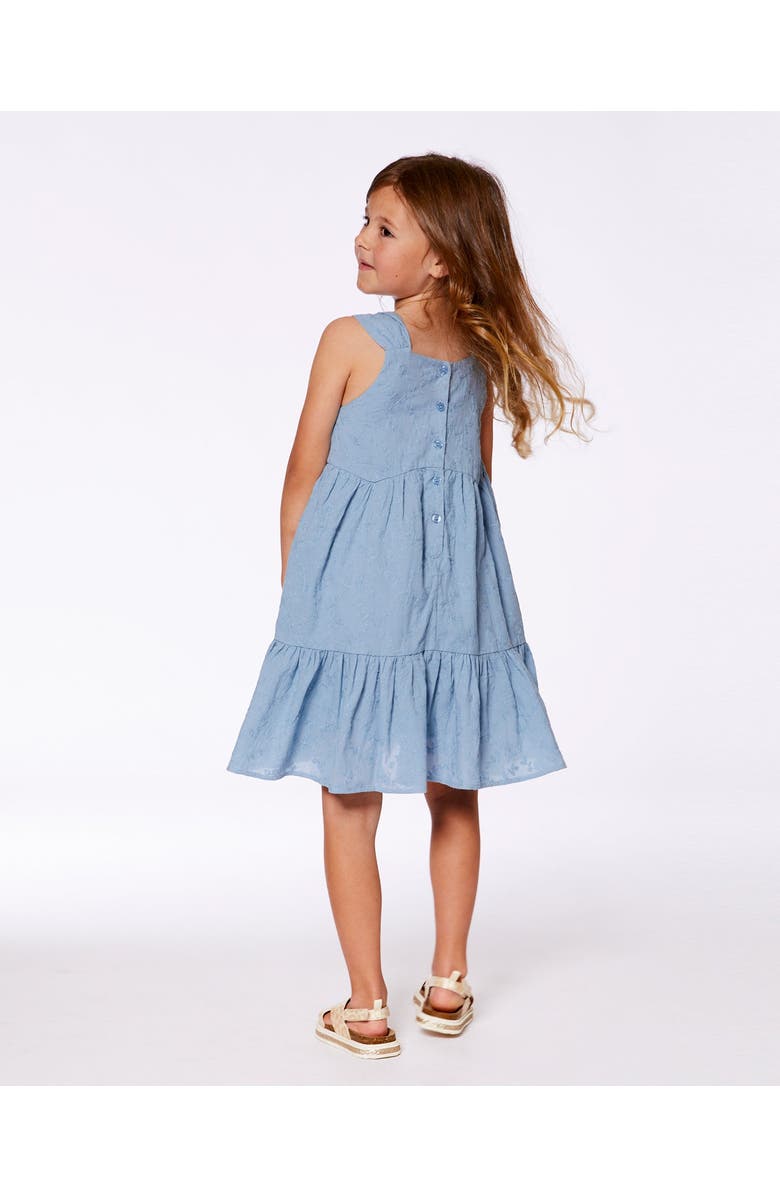 Deux par Deux Little Girl's Multi-Tiered Eyelet Dress Gray Blue, Alternate, color, Gray Blue