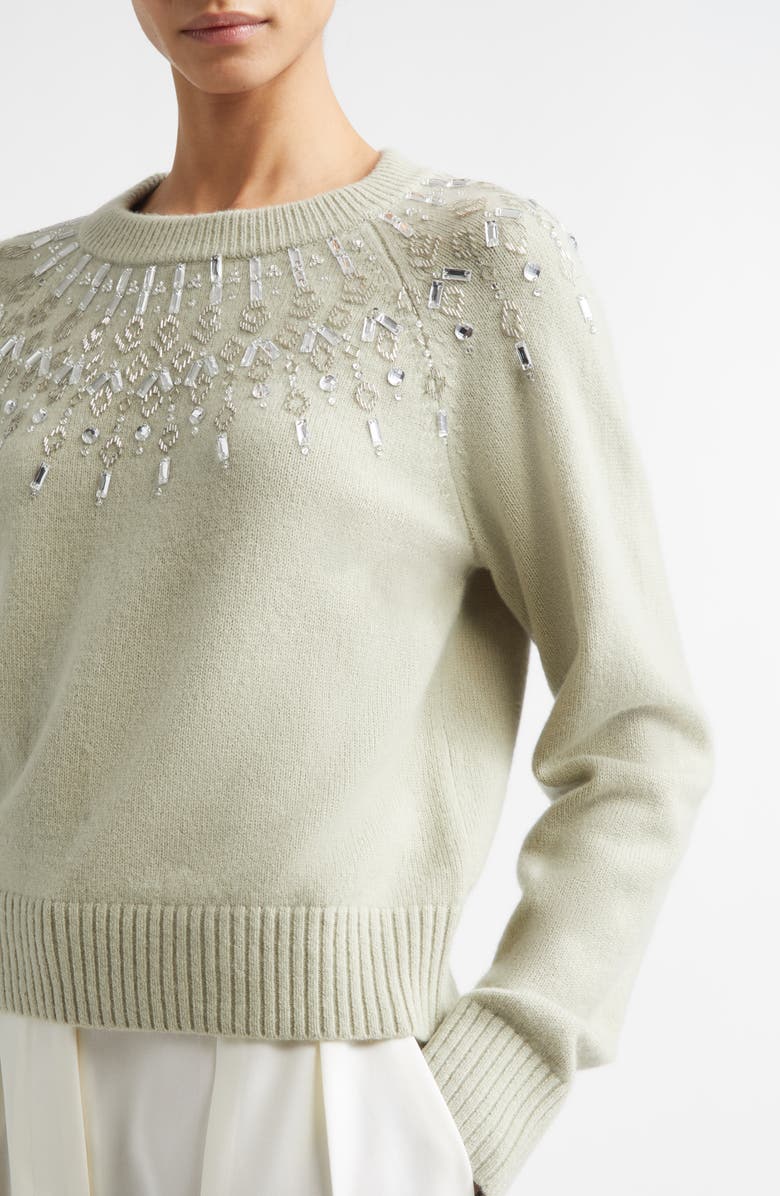 Altuzarra Harold Embellished Virgin Wool Sweater, Alternate, color, Desert Sage