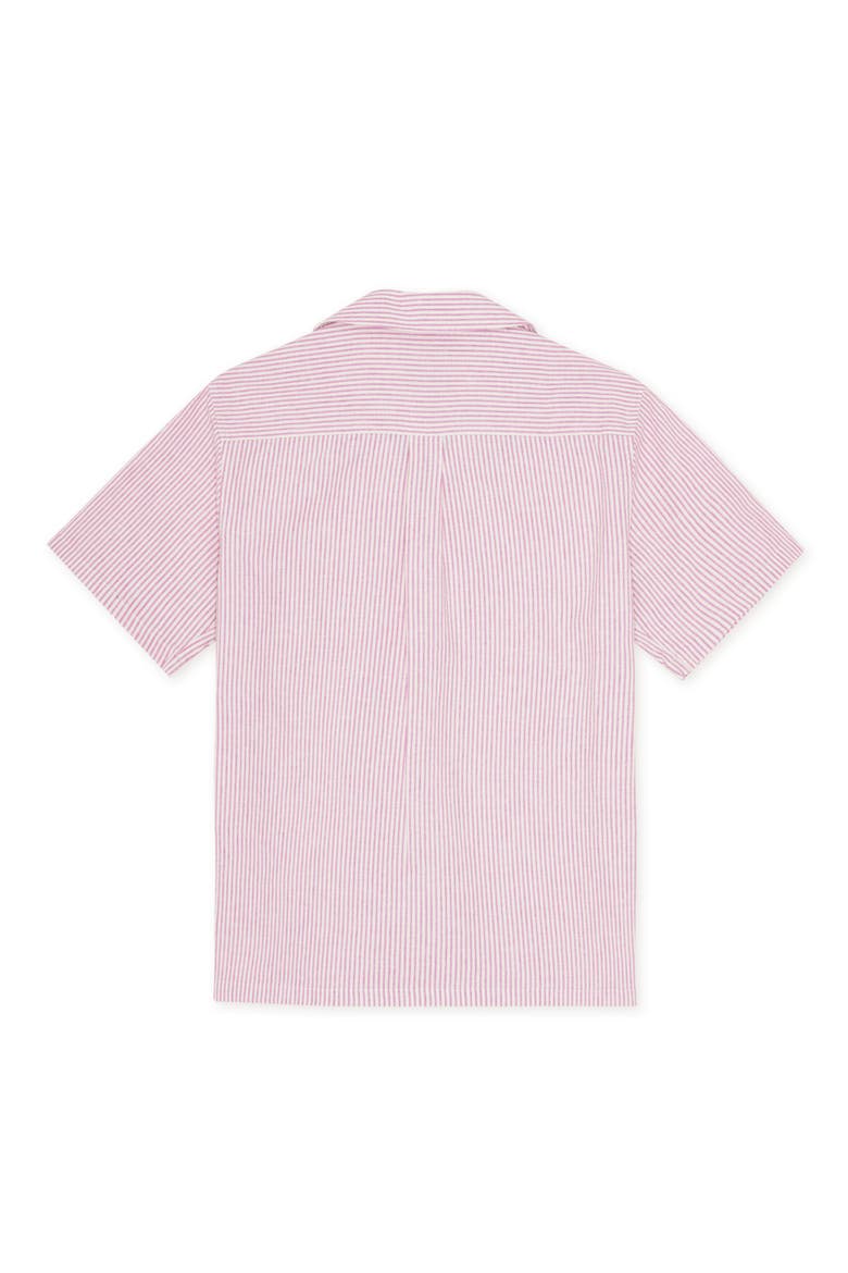 Lukas Stripe Cotton & Linen Camp Shirt, Alternate, color, CROCUS PINK