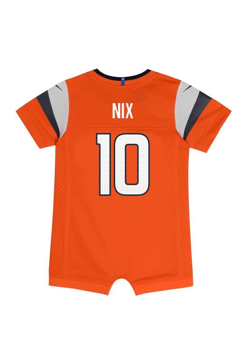 Newborn & Infant Nike Bo Nix Orange Denver Broncos Game Romper Jersey, Alternate, color, Orange
