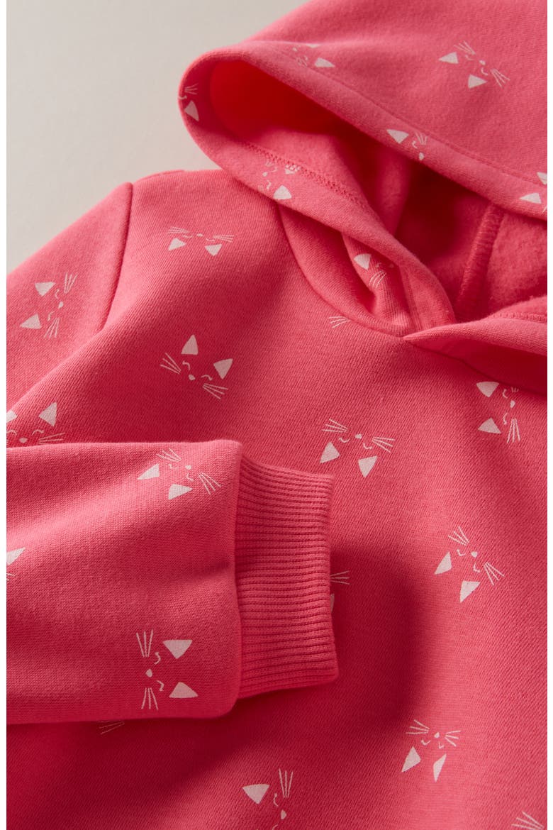 Kids' Long Sleeve Hooded Fleece Sweatshirt Dress, Alternate, color, PINK FANDANGO KITTEN FACE