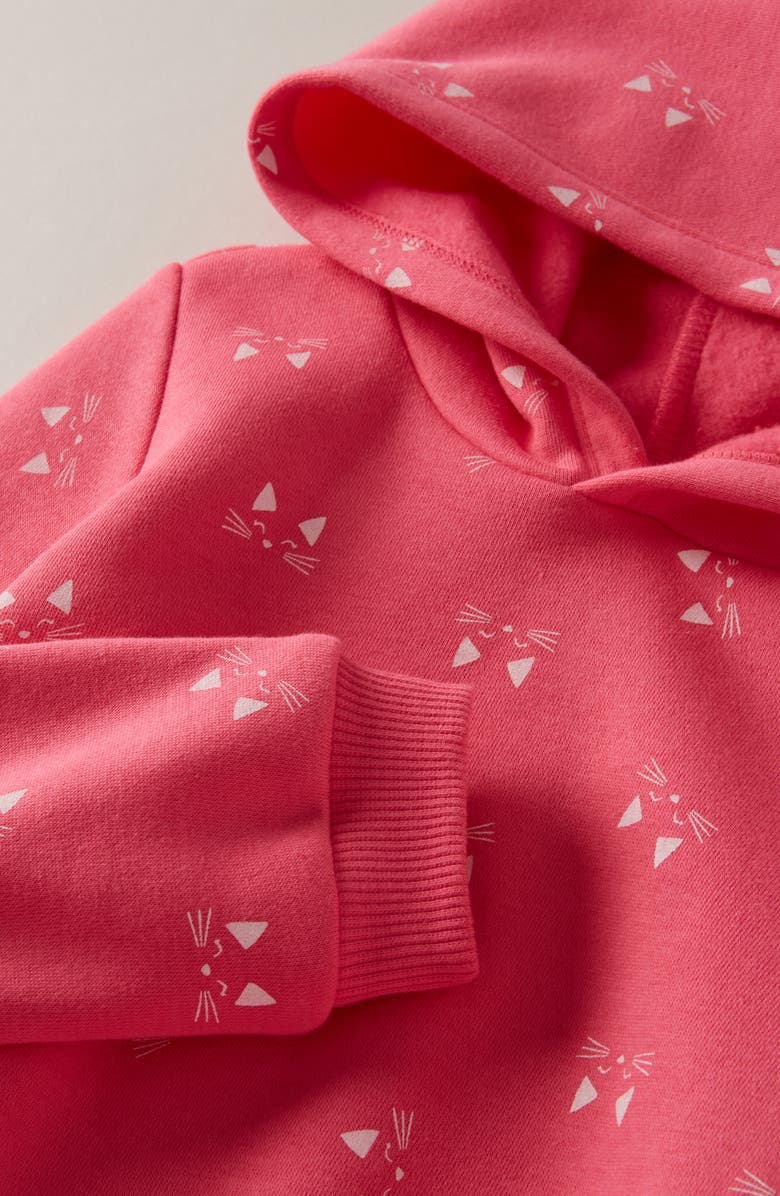 Tucker + Tate Kids' Long Sleeve Hooded Fleece Sweatshirt Dress, Alternate, color, Pink Fandango Kitten Face