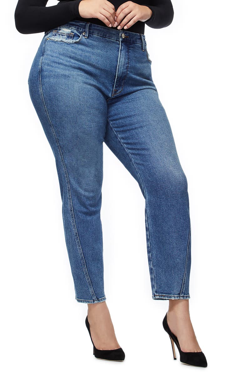 Good American Twist Seam Crop Straight Leg Jeans, Alternate, color, 