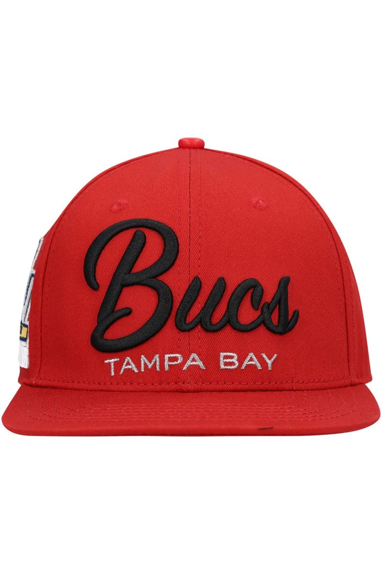 Men's Pro Standard Red Tampa Bay Buccaneers LV Super Bowl Champions Script Wordmark Snapback Hat, Alternate, color, Red