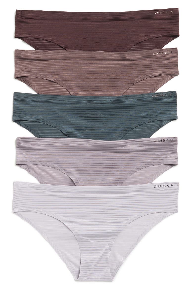 5-Pack Bonded Shadow Stripe Bikinis, Main, color, IVY/ WOOD/ TAUPE/ COSMOS/ HAZE