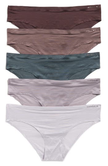 Danskin 5-pack Bonded Shadow Stripe Bikinis In Multi