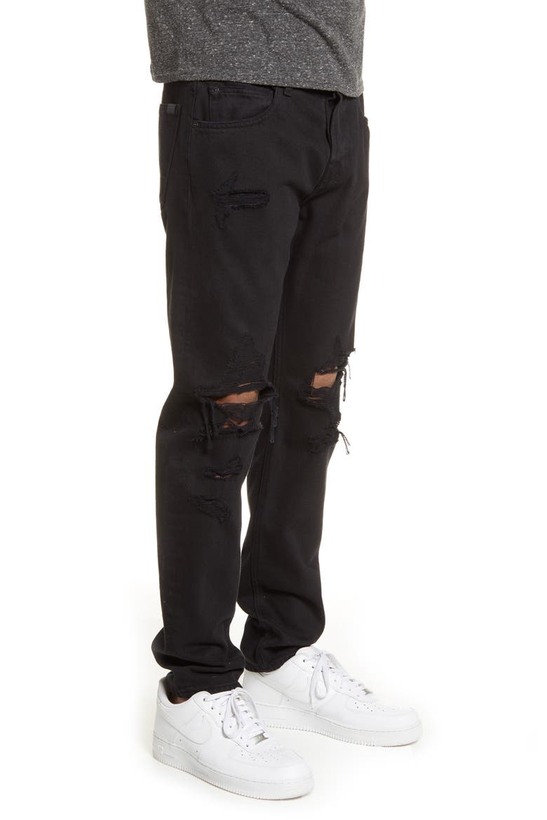 Paxtyn Ripped Skinny Fit Jeans, Alternate, color, BLACK DESTROY