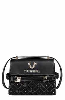 True Religion Studded Denim & Faux Leather Tote Bag
