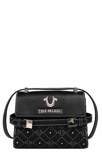 True Religion Studded Denim & Faux Leather Tote Bag