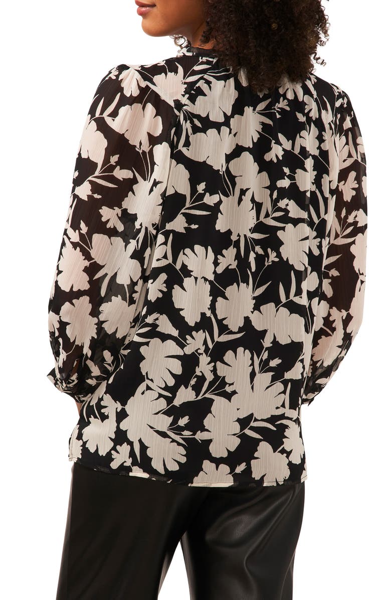 Vince Camuto Floral Split Neck Chiffon Top, Alternate, color, 