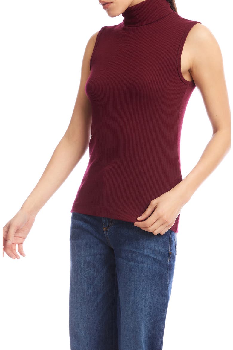 Turtleneck Rib Sleeveless Top, Alternate, color, WINE