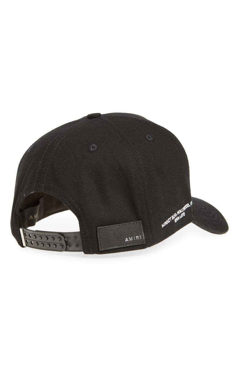AMIRI Logo Lounge Box Crystal Embellished Adjustable Baseball Cap, Alternate, color, Black