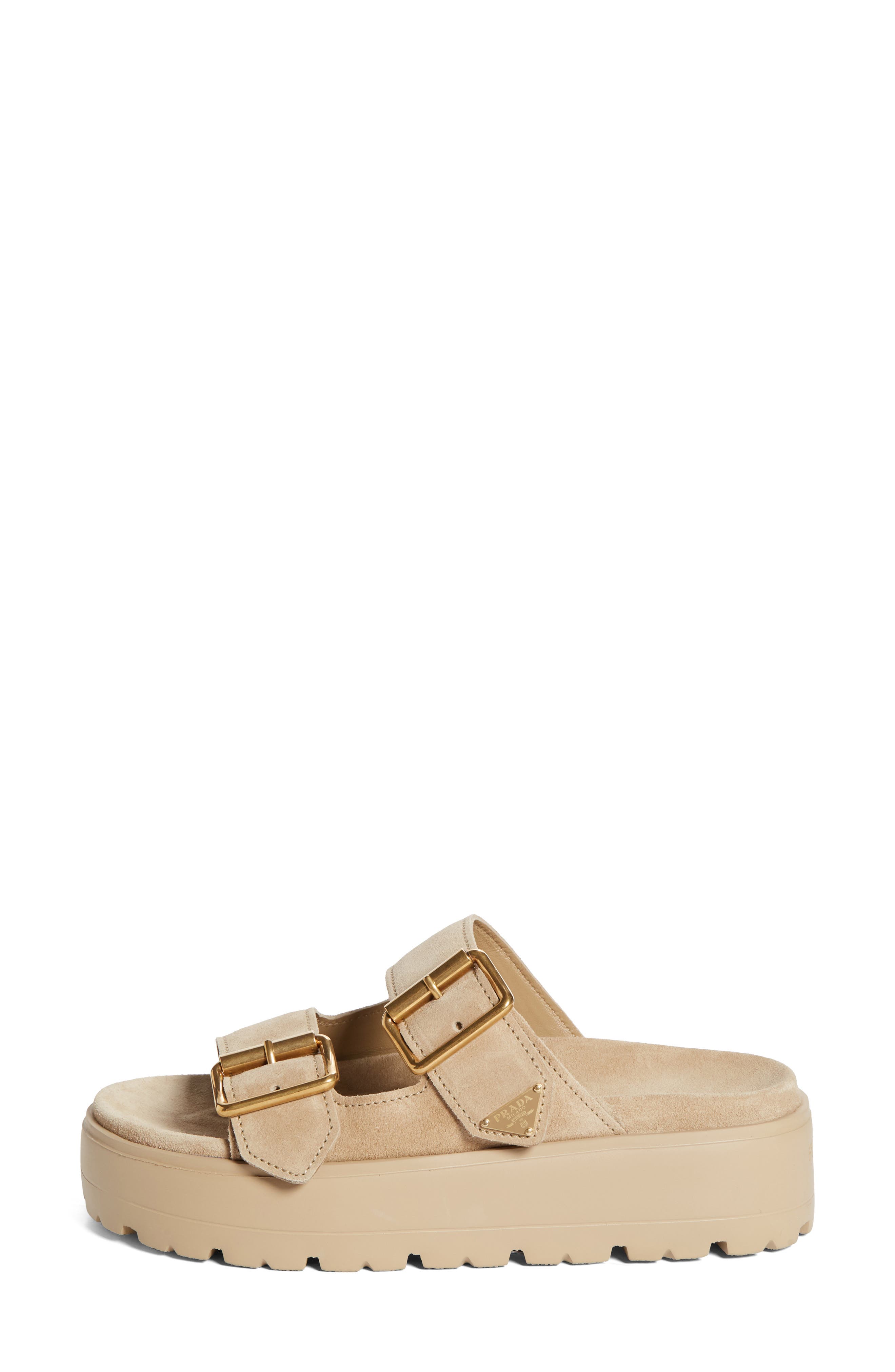 Prada Fussbett Flatform Slide Sandal, Alternate, color, Ecru