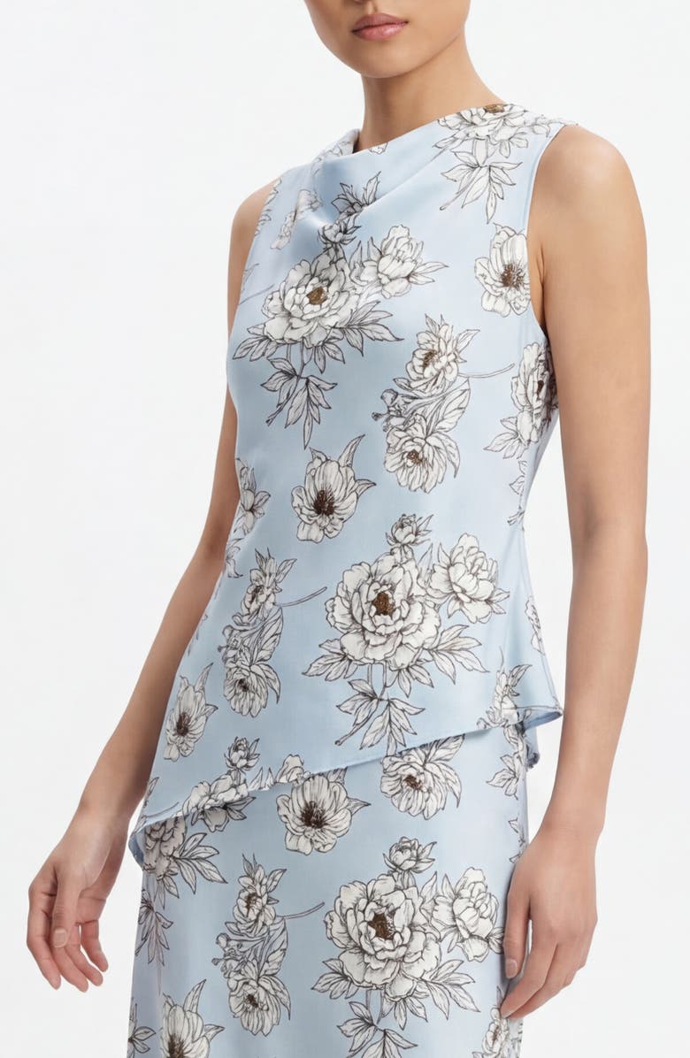 BY DESIGN Andra Floral Sleeveless Asymmetric Satin Top, Main, color, Pressed Florals