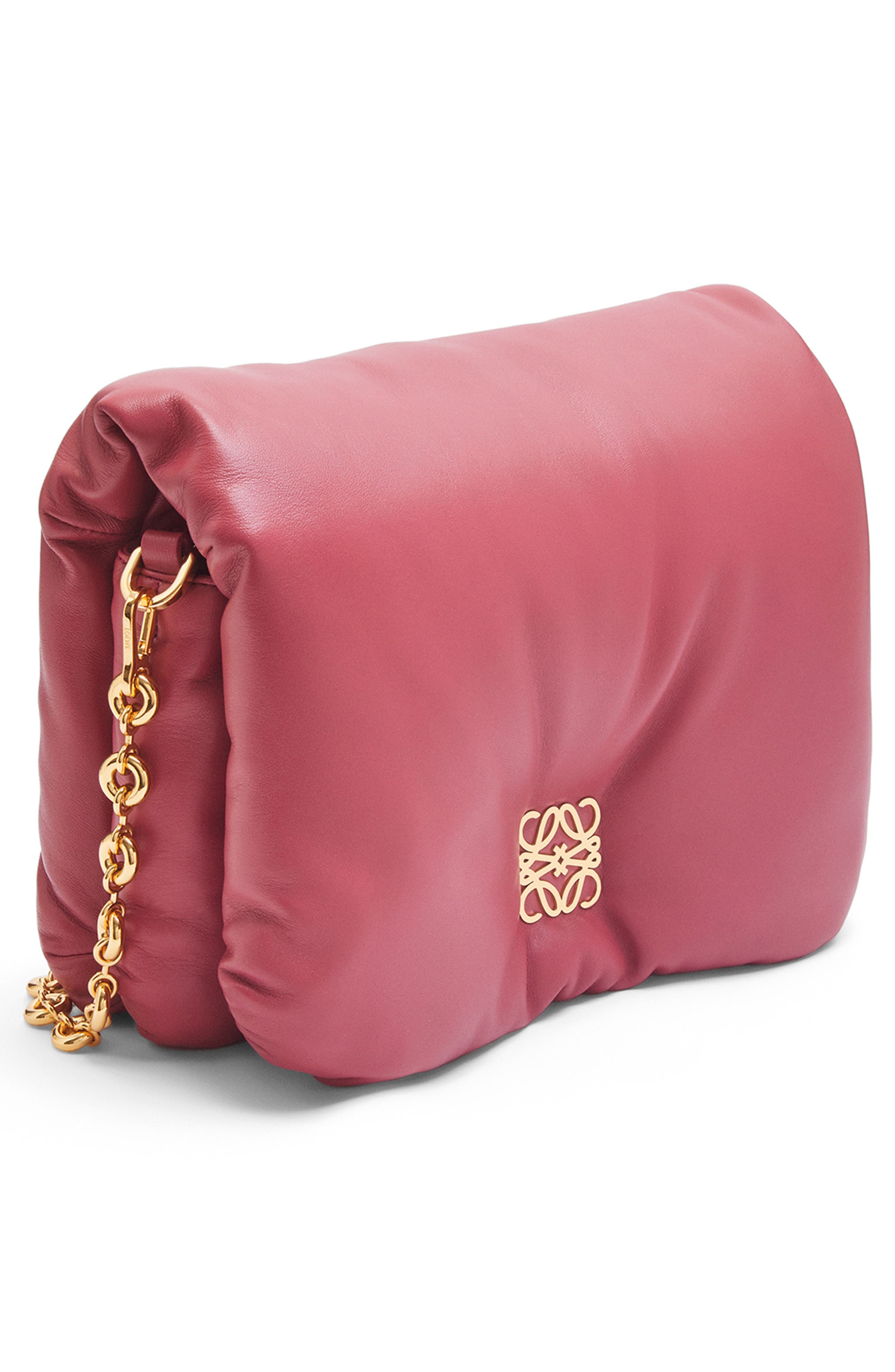 Goya Lambskin Leather Puffer Bag, Alternate, color, PLUMROSE