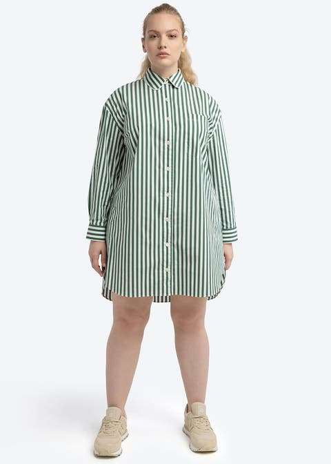 Poplin Tunic Shirt Dress Plus Size